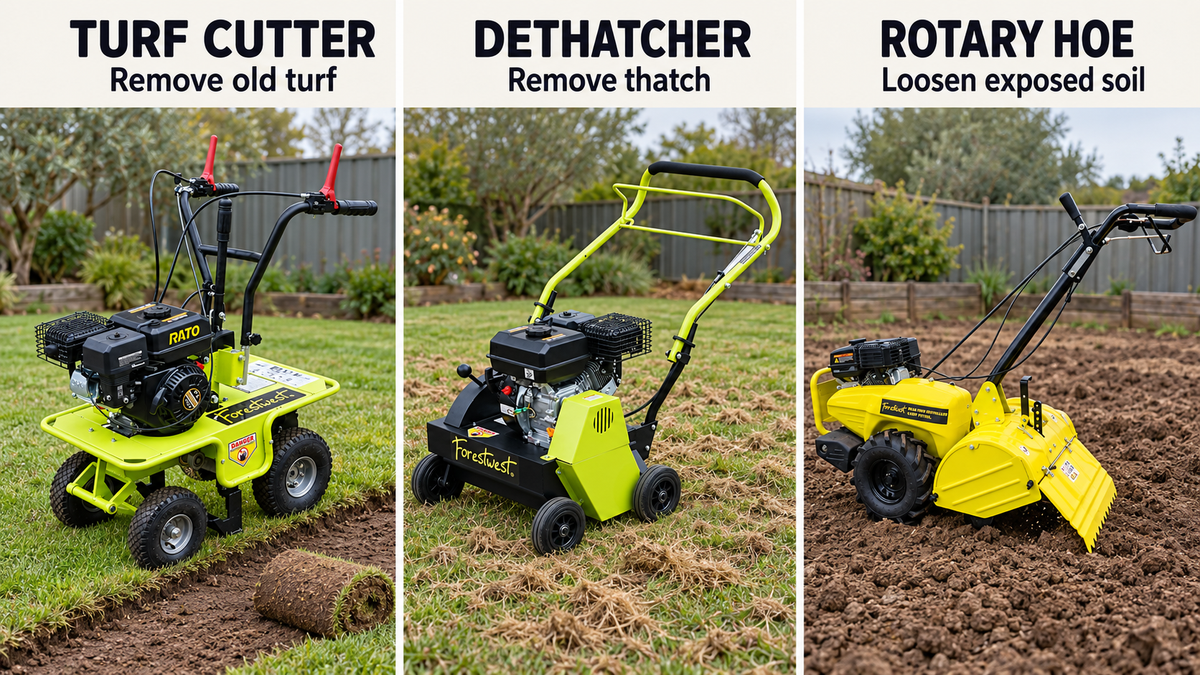 Turf Cutter vs Dethatcher vs Rotary Hoe: Which Machine Do You Need for Lawn Renovation?