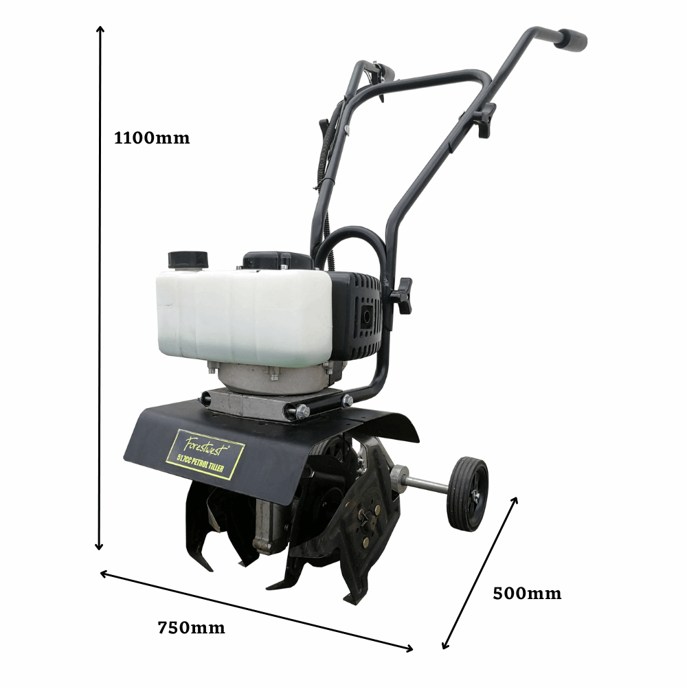 Mini Tiller Cultivator Rotary Hoe 51.7CC Petrol Forestwest