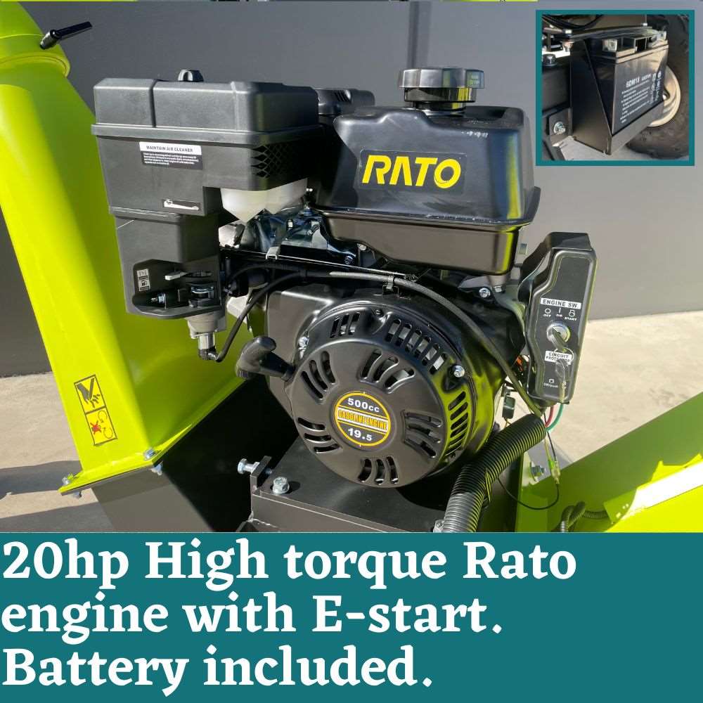 Forestwest 150mm Wood Chipper, 20hp Petrol Chipper with E-Start BM11062 Forestwest