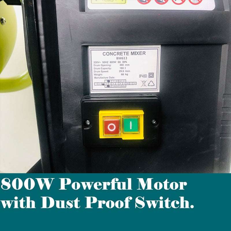 Forestwest 180L Cement Mixer 800W Electric Concrete Mixer BM613 Forestwest