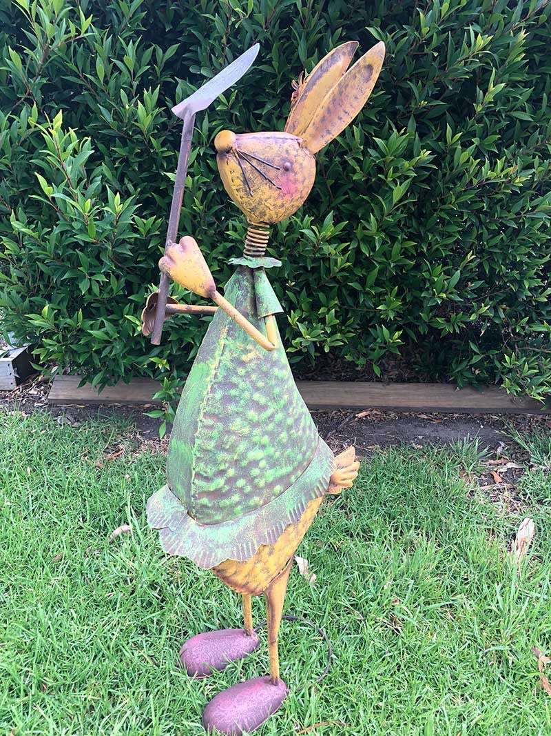 Home Garden Metal Decor Rabbit Statue with Tools | Forestwest