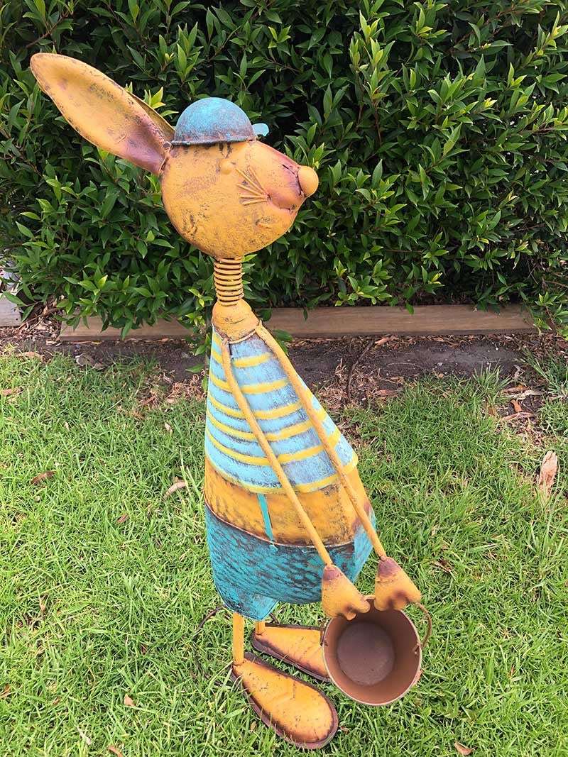 Home Garden Metal Decor Rabbit Statue with Tools Forestwest