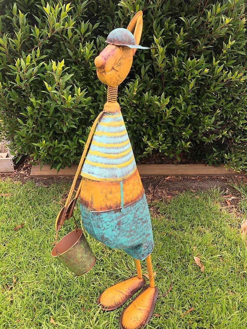 Home Garden Metal Decor Rabbit Statue with Tools Forestwest