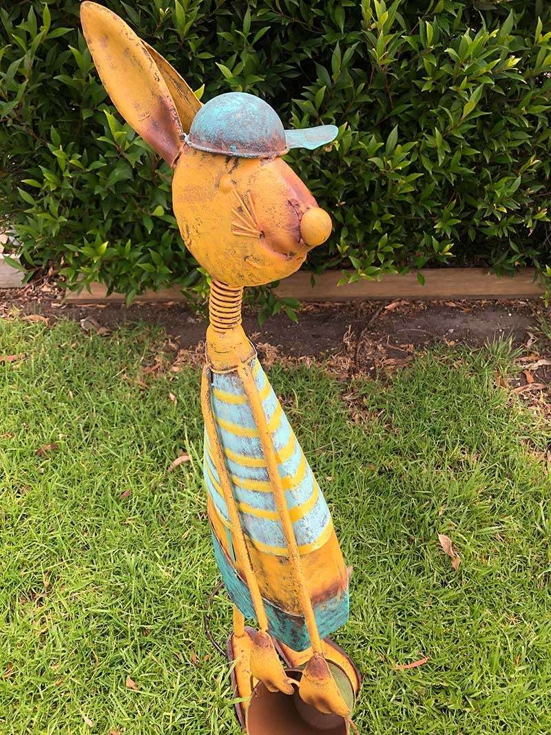Home Garden Metal Decor Rabbit Statue with Tools Forestwest