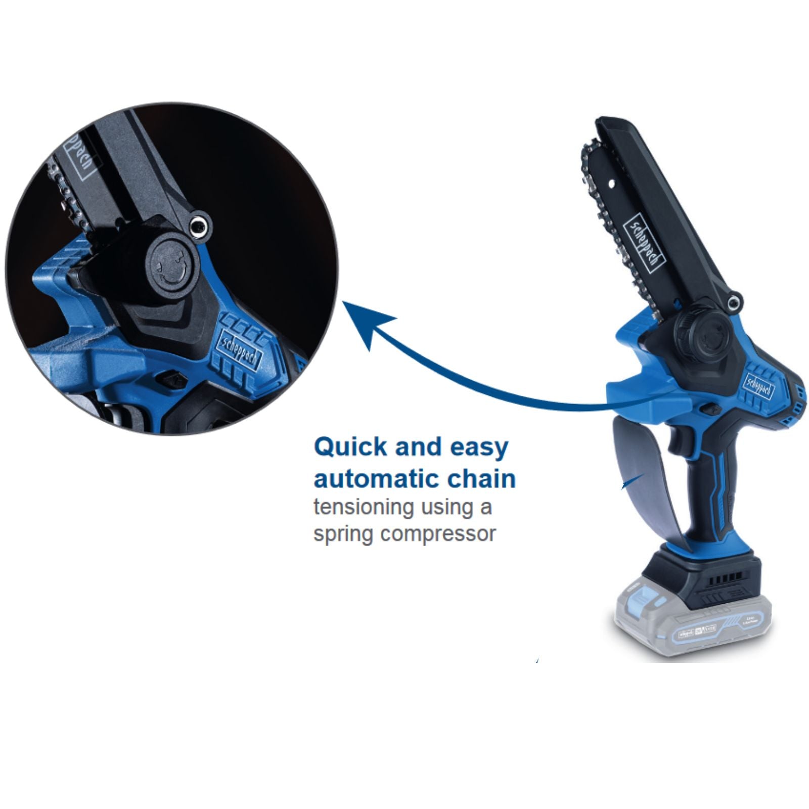 Scheppach 20V 430mm Cordless Mini Chainsaw BC-PS150-X (Skin Only) Scheppach