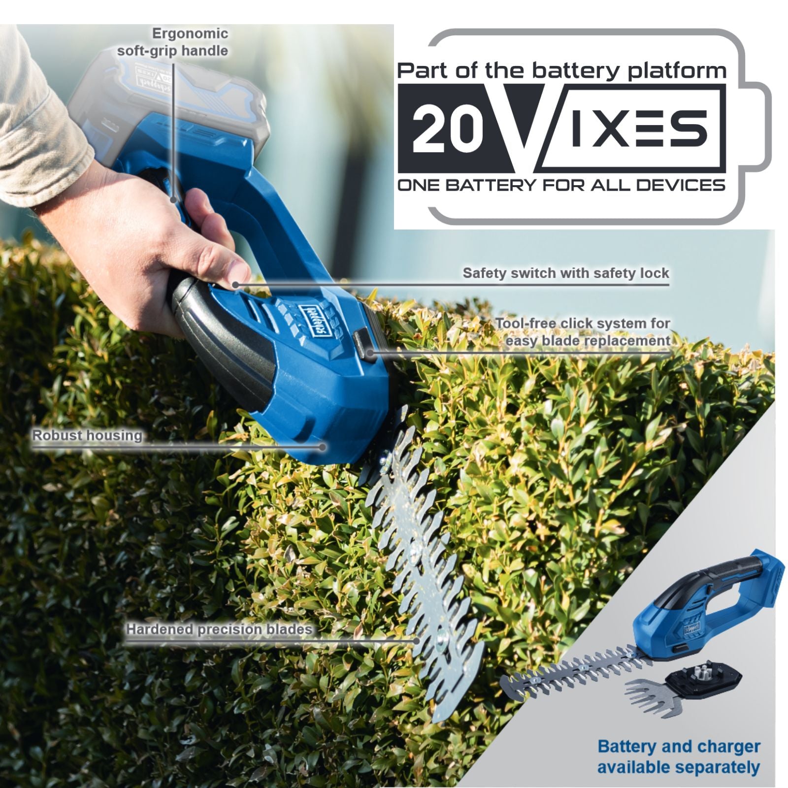 Scheppach 20V Cordless Hedge Trimmer Shear C-HTGS200-X (Skin Only) Scheppach