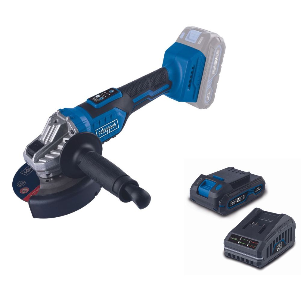 Scheppach 20V Brushless Angle Grinder, BC-AG125-X 50% off 20V 2.0Ah Battery & Charger Included Scheppach
