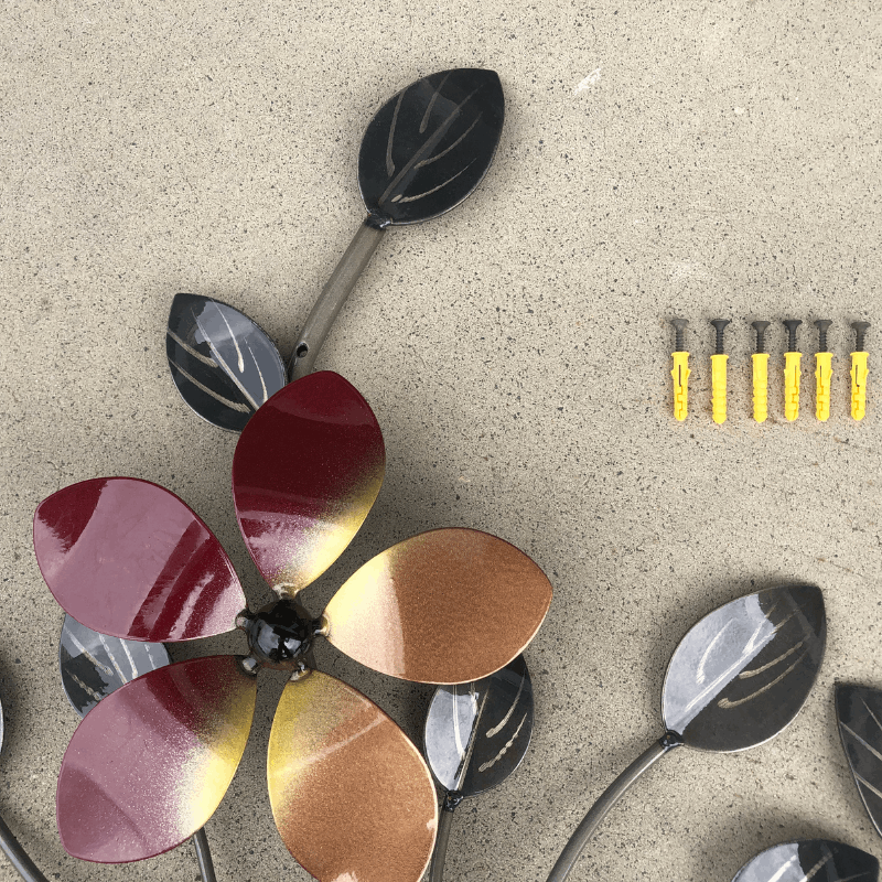 Decor Metal Art Flower with Leaves, 3 in 1. Forestwest