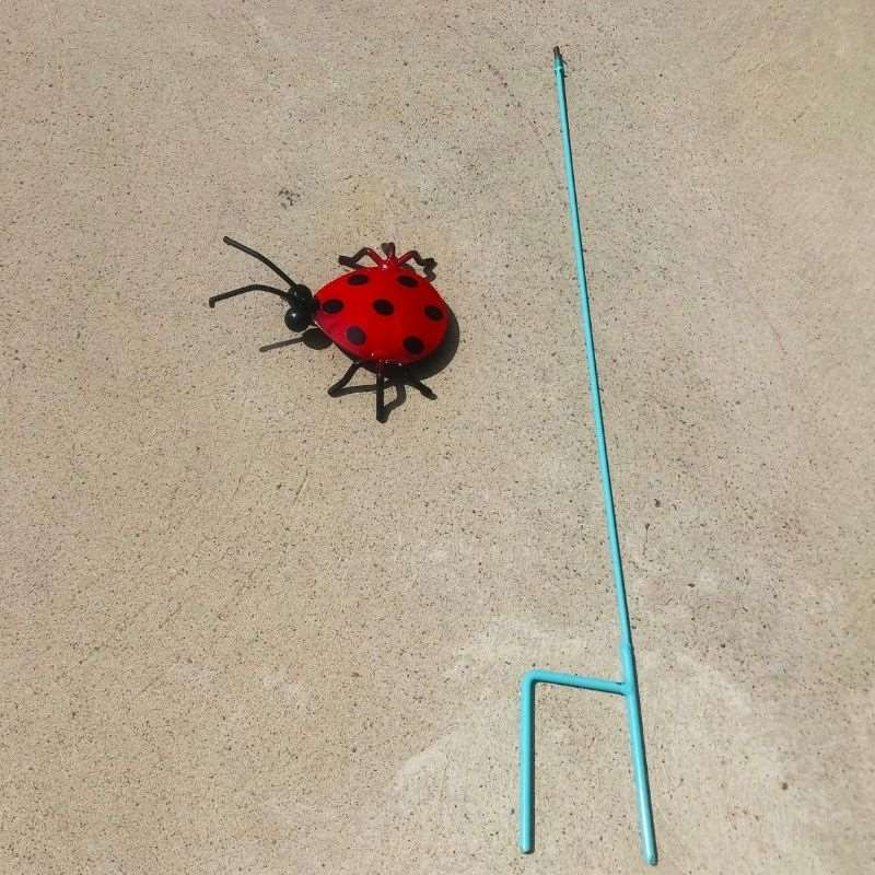 Garden Metal Art Ladybug with Supporting Pole Forestwest