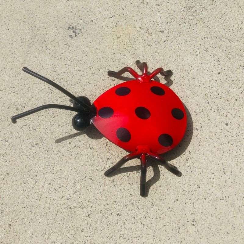 Garden Metal Art Ladybug with Supporting Pole Forestwest