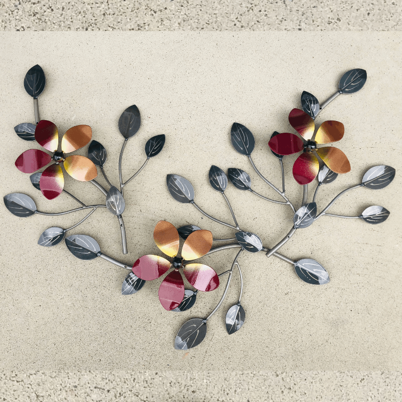 Decor Metal Art Flower with Leaves, 3 in 1. Forestwest
