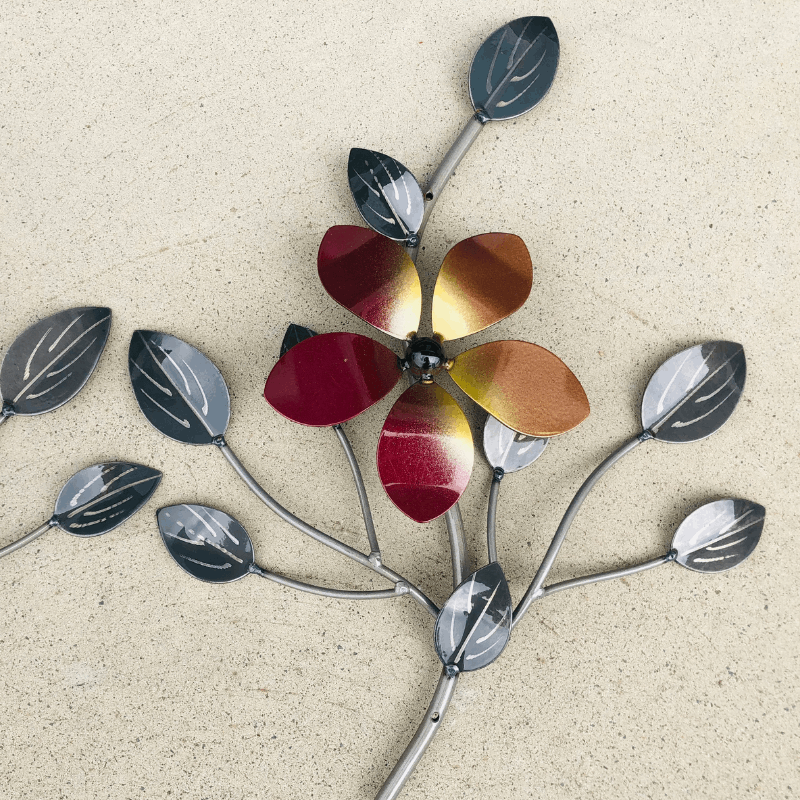 Decor Metal Art Flower with Leaves, 3 in 1. Forestwest