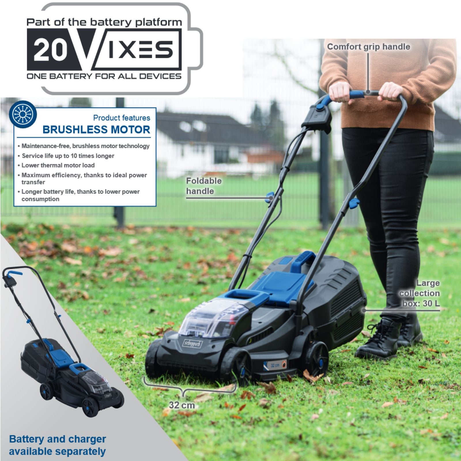 Scheppach 20V 320mm Cordless Lawn Mower BC-MP320-X (Skin Only) Scheppach