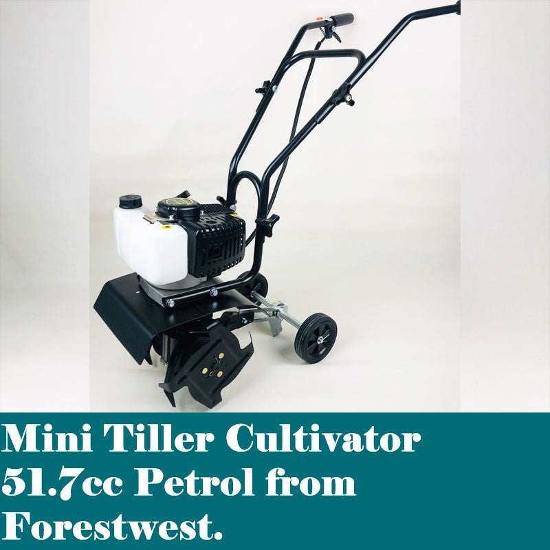 Mini Tiller Cultivator Rotary Hoe 51.7CC Petrol Forestwest