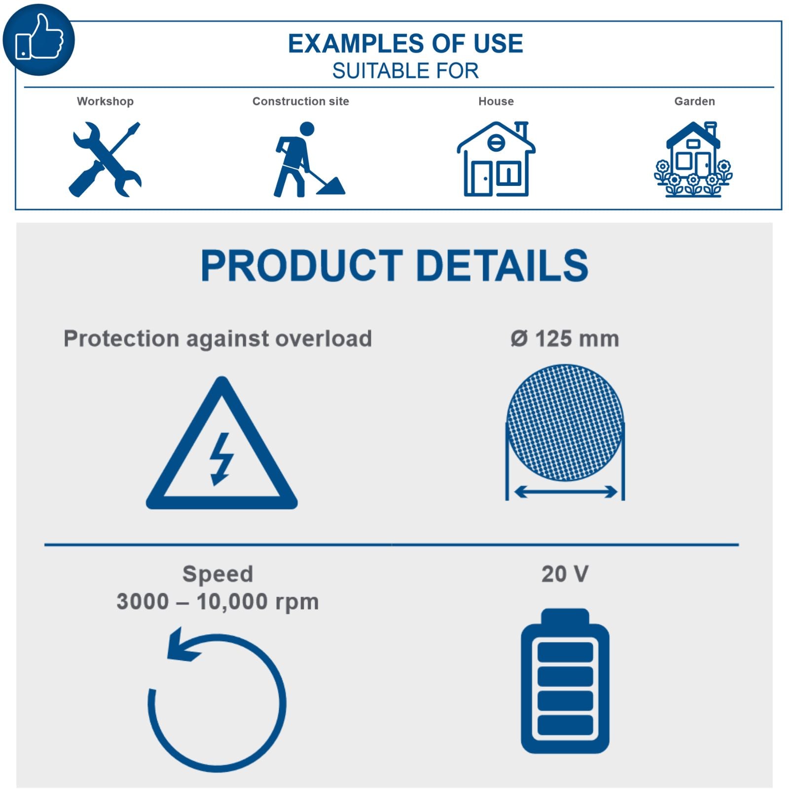 Scheppach 20V Cordelss Angle Grinder, BC-AG125-X (Skin Only) Scheppach