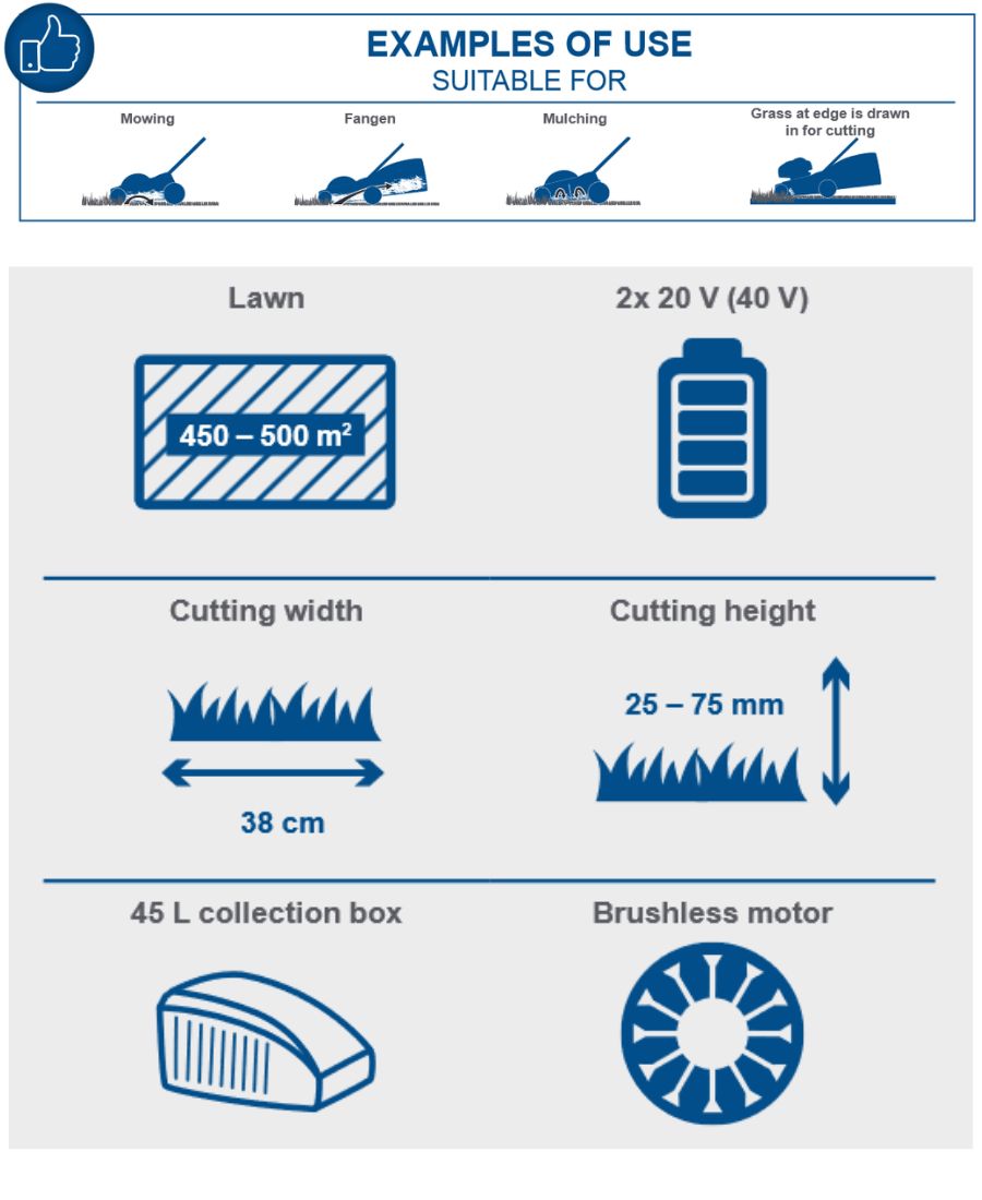 Scheppach 2x20V 380mm Cordless Lawn Mower BC-MP380-X (Skin Only) Scheppach