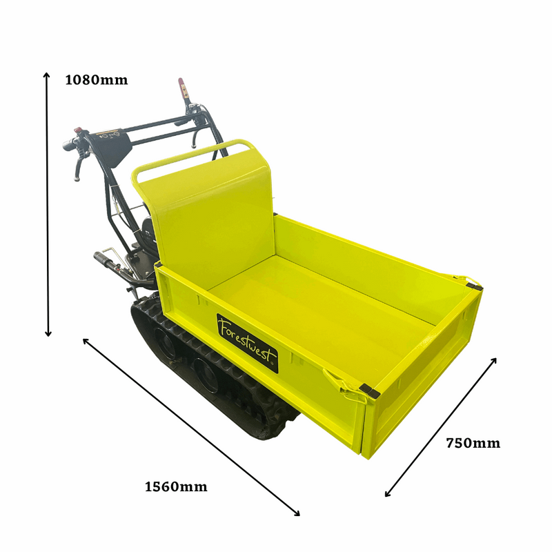 300kg Motrised Tracked Wheelbarrow, 6.5hp Track Dumper Manual Tip BM11078 | Forestwest