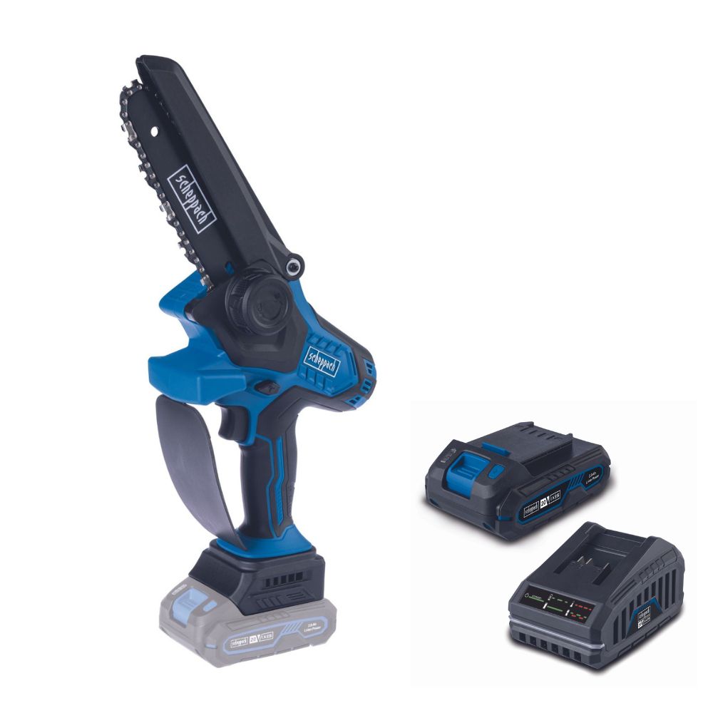 Scheppach 20V 430mm Brushless Mini Chainsaw BC-PS150-X 50% off 20V 2.0Ah Battery & Charger Included Scheppach