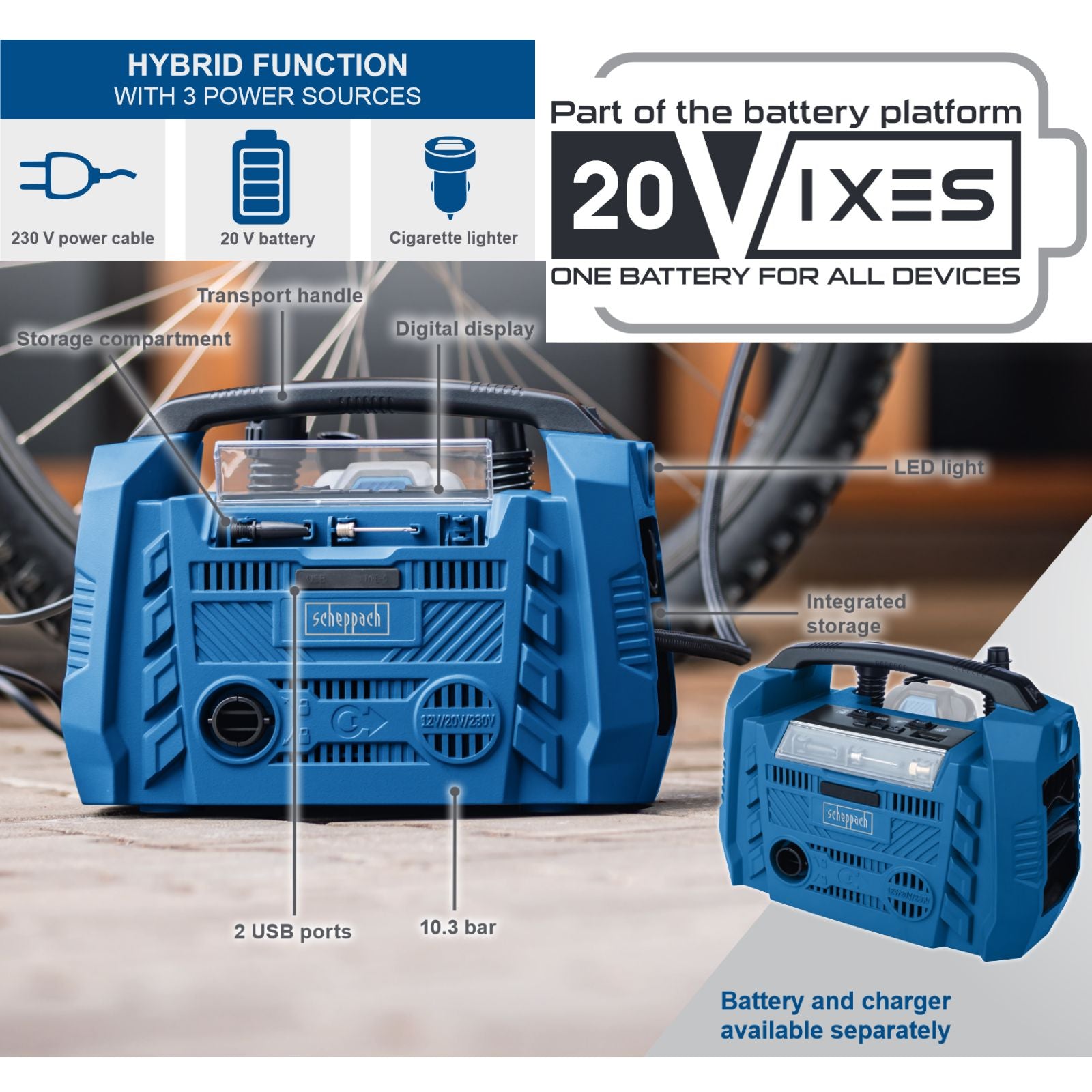 Scheppach 20V Cordless Portable Air Compressor AIRFORCE-6 (Skin Only) Scheppach