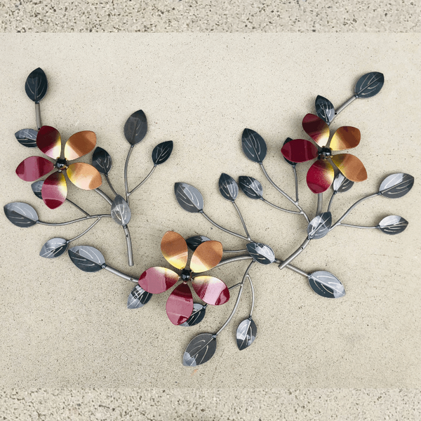 Decor Metal Art Flower with Leaves, 3 in 1. | Forestwest