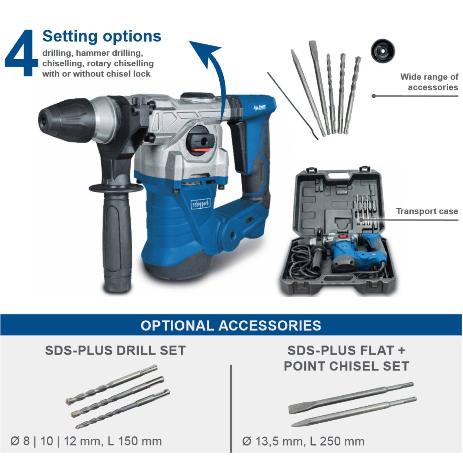 Scheppach Hammer Drill with Accessory Kit DH1300PLUS | Forestwest