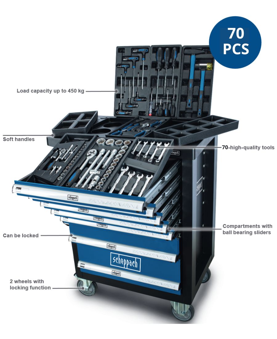 Scheppach Workshop Trolley wtih 70-PCS Tools TW1100 | Forestwest