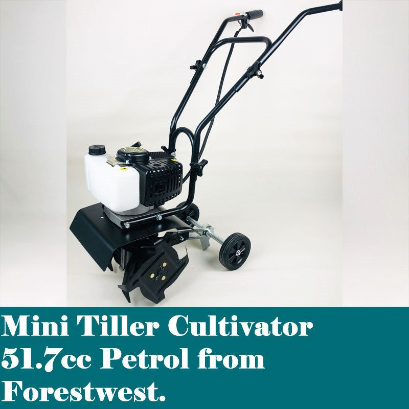 Mini Tiller Cultivator Rotary Hoe 51.7cc Petrol | Forestwest